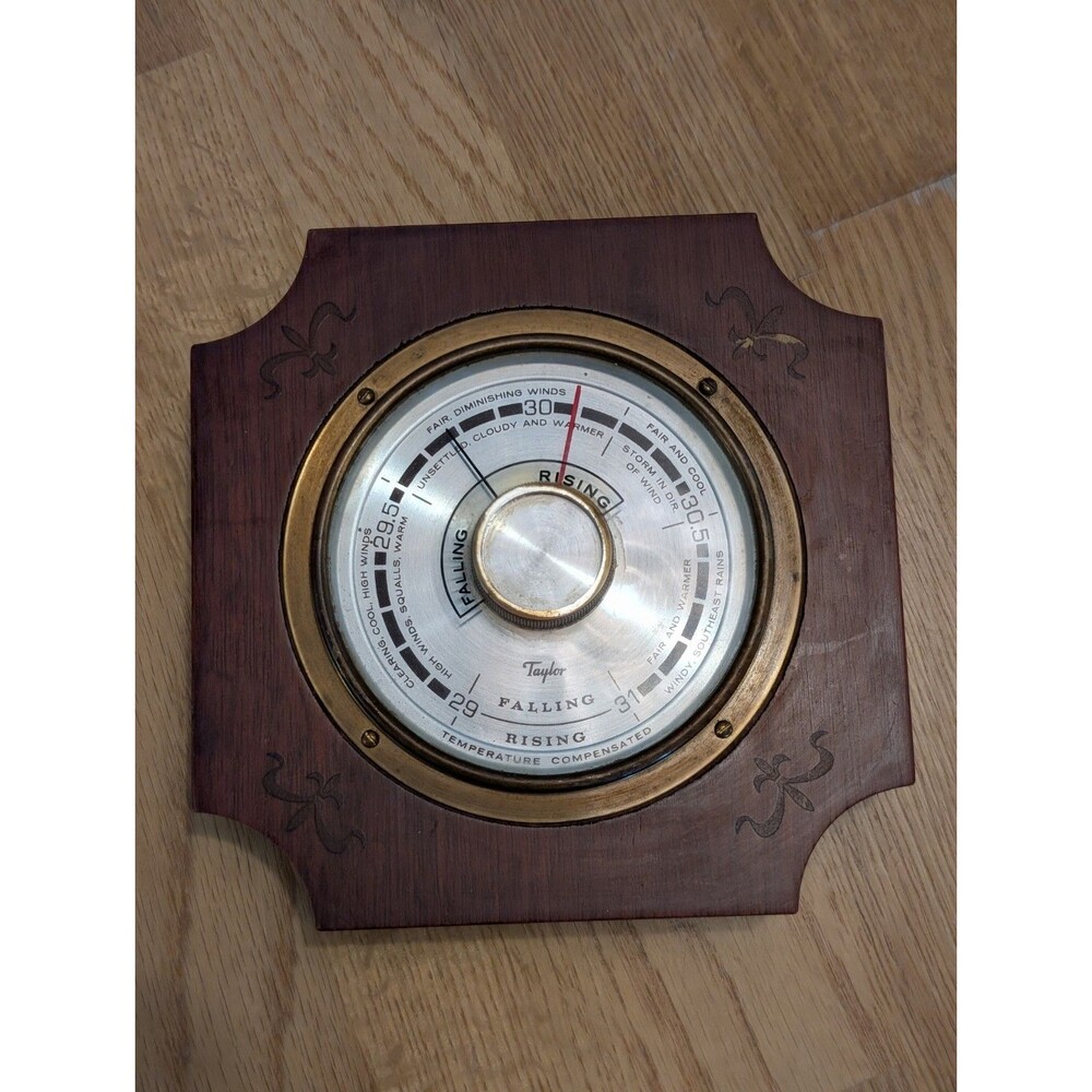 Vintage Taylor 6205 Stormoscope Barometer with a wooden Case Works!